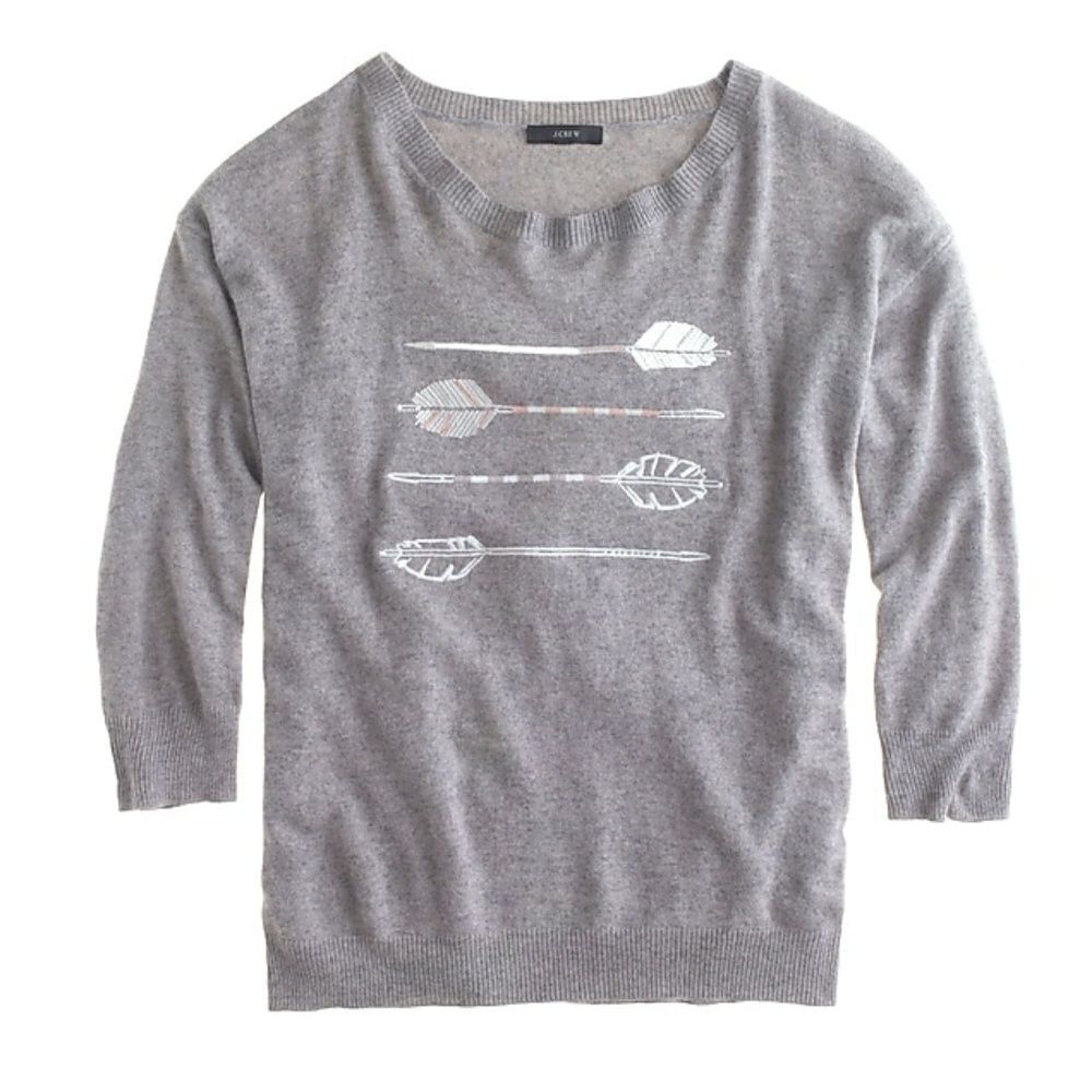 J. Crew Gray Arrow Print Sweater Small